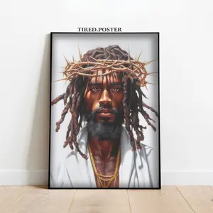 Black Jesus Watching,  Wall Art,, Product without frame Decor Gift