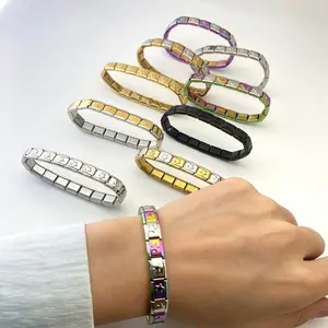 Stainless steel colorful elastic stretchable bracelet with pentagram and heart patterns, a gift for boyfriend or girlfriend