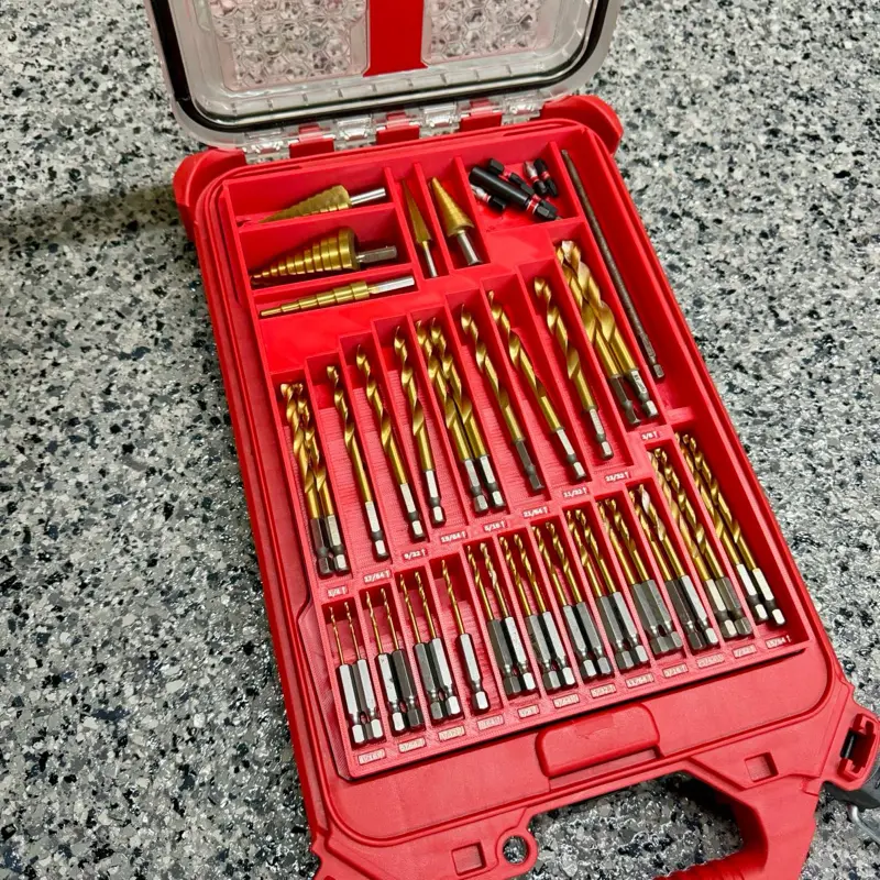 Milwaukee Packout Drill Bit Organizer Insert - 5 and 11 Compartment Storage for Step, Spade and Drill Bits - Fits 48-22-8436 & 48-22-8431