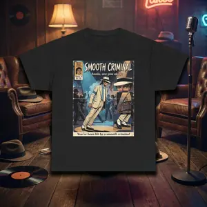 Michael Jackson Smooth Criminal Graphic Tee, Noir Comic Art Print Youth Shirt, Michael MJ King of Pop Music T-Shirt for Men, Women and Kids