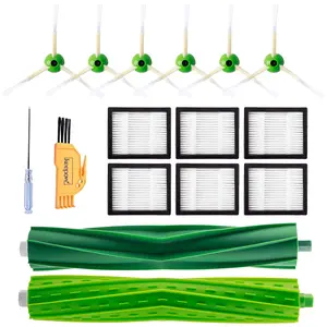 KEEPOW Replacement Parts Accessories Compatible with iRobot Roomba i7 i3 i4 j7 E5 E6 E7 i7+ Vacuum Cleaner Accessories, 6 HEPA Filters, 6 Side Brushes, 1 Set Multi-Surface Rubber Brushes