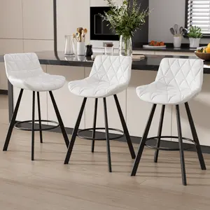 Ninecer Counter Height Bar Stools Set of 3, 26 Inch Modern Barstools with Backs, Counter Height Chairs with Pu Leather, Metal Legs, Footrest for Kitchen Island, Dining