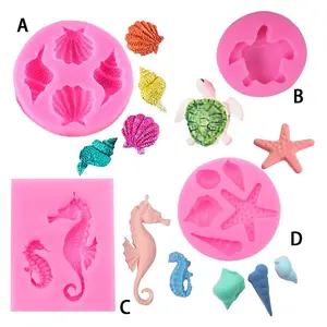 Silicone Starfish & Seahorse & Turtle & Shell Shaped Cake Mold, Reusable Mold, 1 Count DIY Cake Chocolate Mold, Baking Tool for Home Kitchen, Baking Utensils Supplies