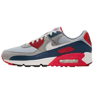 Nike Air Max 90 'USA 2024' Men's Classic Sneakers - Bold Red White Blue Colorblock Round Toe Laces All Seasons Lightweight Breathable Mesh Upper