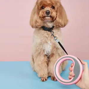 One 2.5-meter Retractable Leash with a Circular Ring, One-click Lock, and Free Adjustable Length. A Hand-loop Style Lead Suitable for Taking Small Dogs for Walks