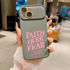 Faith Over Fear Inspirational Bible Verse Quote Suitable for iPhone 17 16 15 14 13 12 Mini Plus Pro ProMax Dopamine-hue silicone case—slim, shockproof, full camera protection, microfiber-lined. Minimalist & fresh.