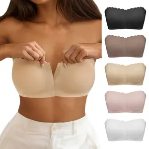 Strapless Jelly Bras for Women Non-Slip Silicone Padded Bandeau Bra Wireless Tube Top Bra Comfortable Everyday Layering Piece