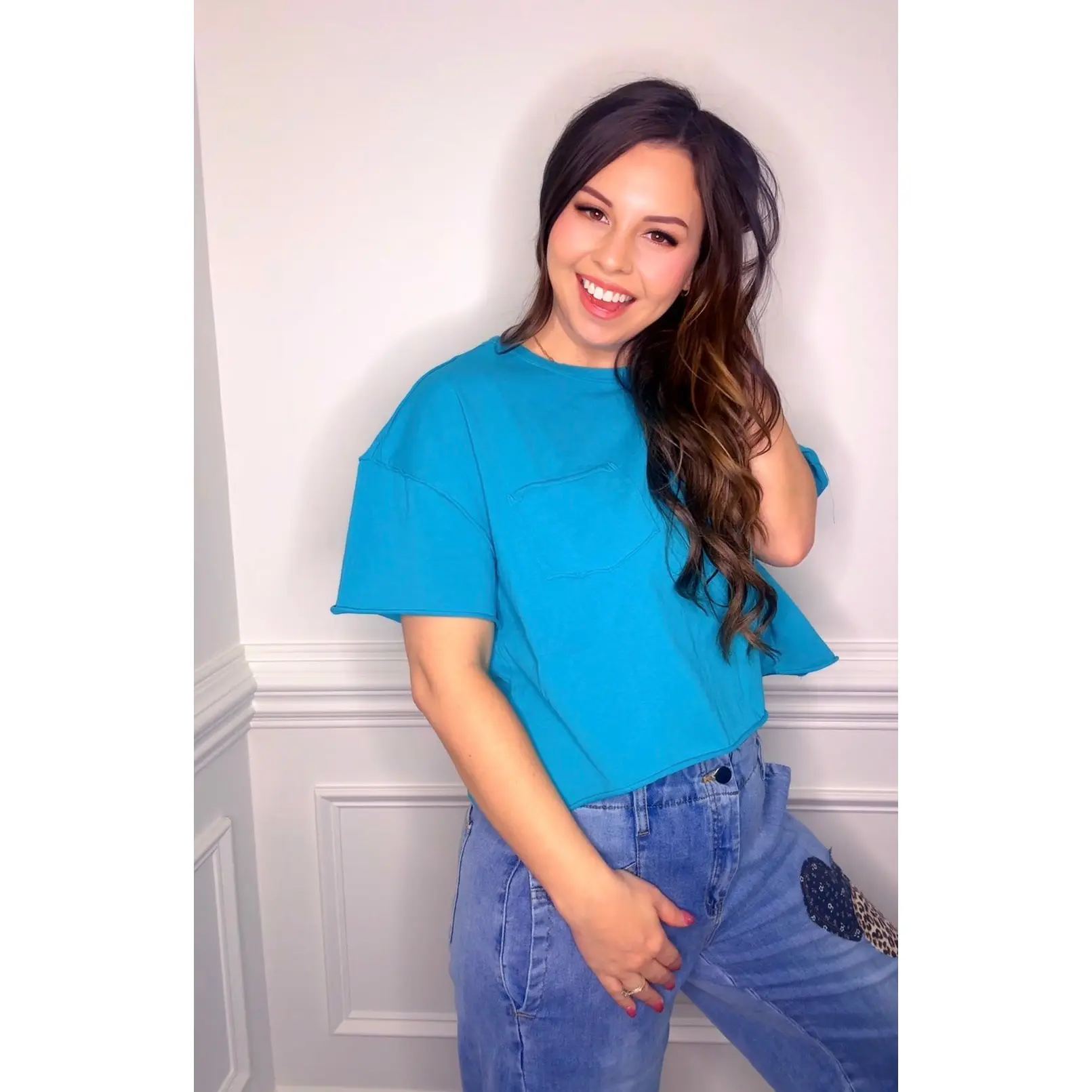 RAW EDGE RELAXED CROP KNIT TOP *Final Sale* *Nonrefundable*