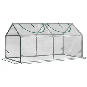 4' x 2' x 2' Portable Mini Greenhouse, Small Green House with PVC Cover, Roll-up Zippered Windows for Indoor, Outdoor Garden, Clear