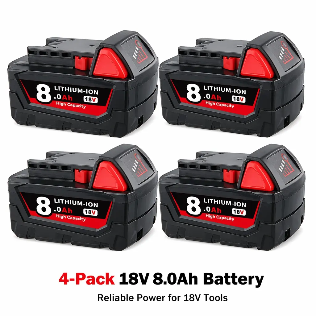 4-Pack Milwaukee M18 18V 9.0Ah Lithium Power Tool Batteries, Upgraded Replacement for M18B9 M18B6, Compatible with M18 Series 48-11-2460 Cordless Drill Impact Driver