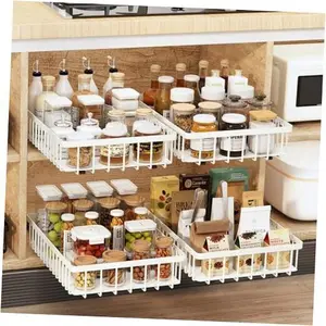 4Pack Pull Out Cabinet Organizer, No Drill Pull Out 16.5"DX11"WX3