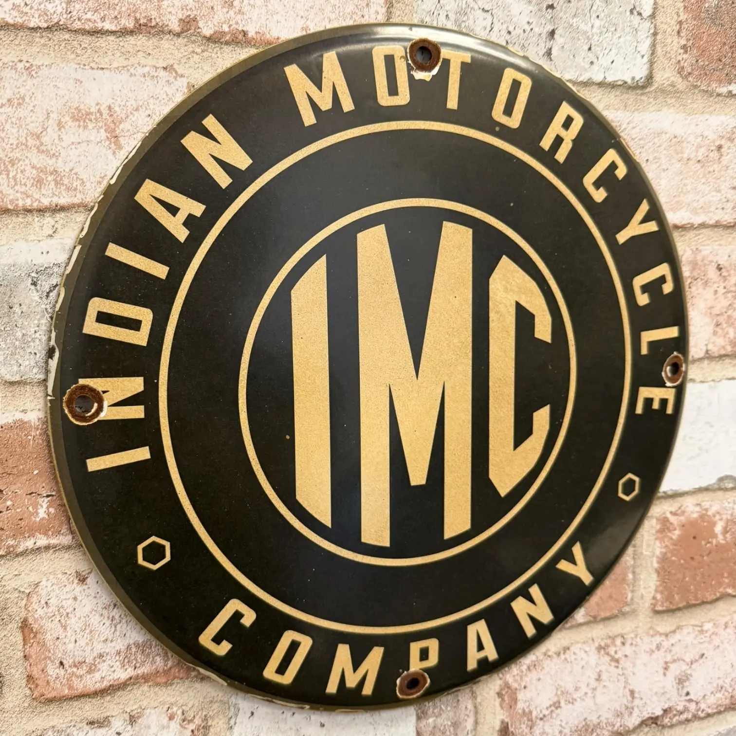 IMC Motorcycles Vintage Porcelain Enamel Wall Plaque - 12-in Casual Home Supplies Decorative Biker Collectible Room Accent Sign
