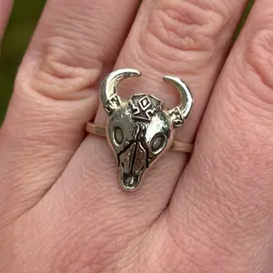 925 Sterling Silver Handmade Bull Skull Ring