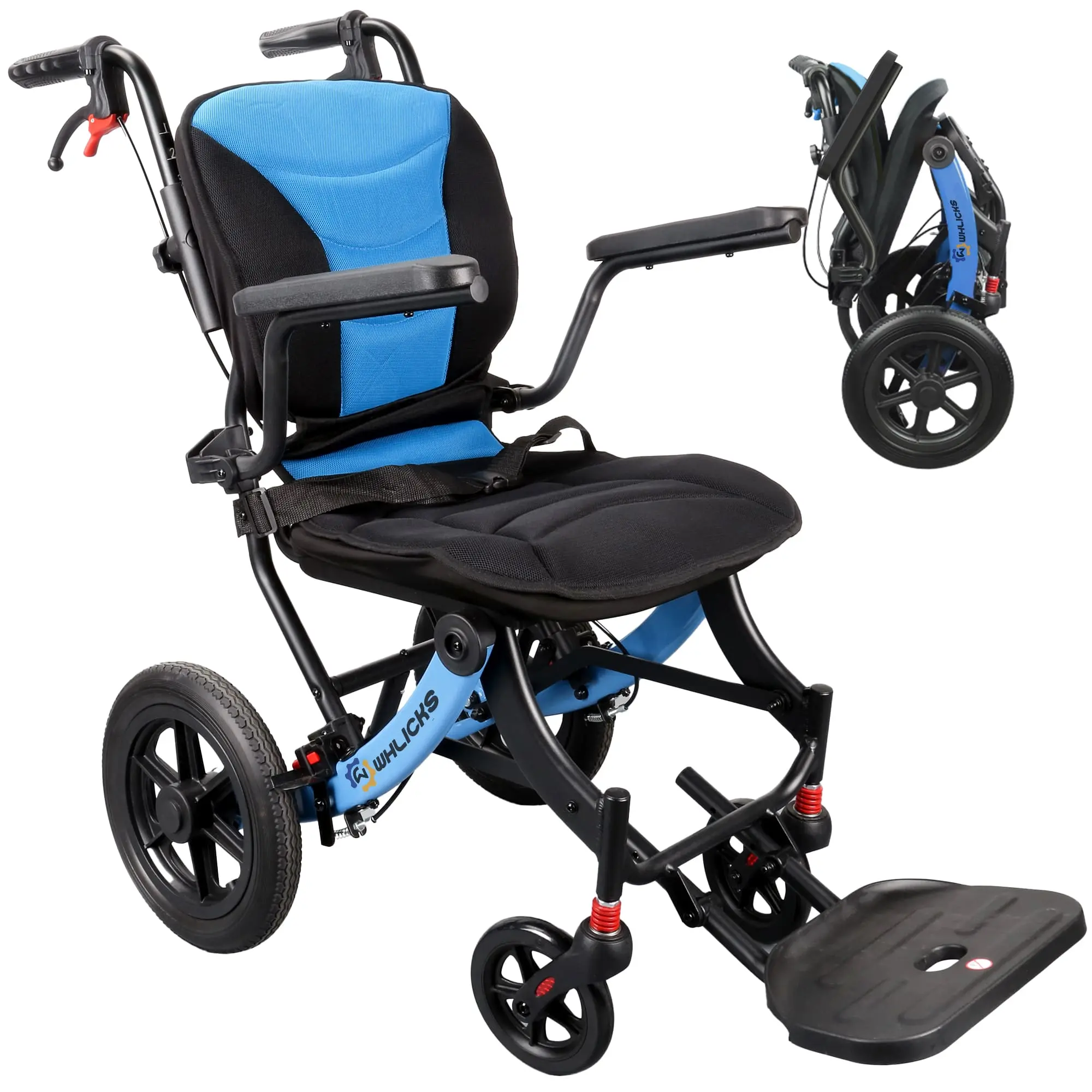 A04S Foldable Wheelchair – Ergonomic Travel Chair with 12″ All-Terrain Wheels