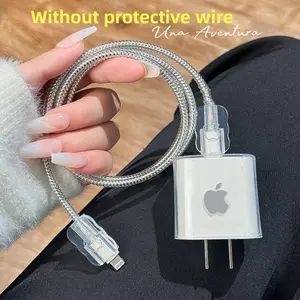 Charger Protector Case with Silicone Strap, Charging Cable Organizer, iPhone Accessories, Protects Charger & Data Cables, Durable