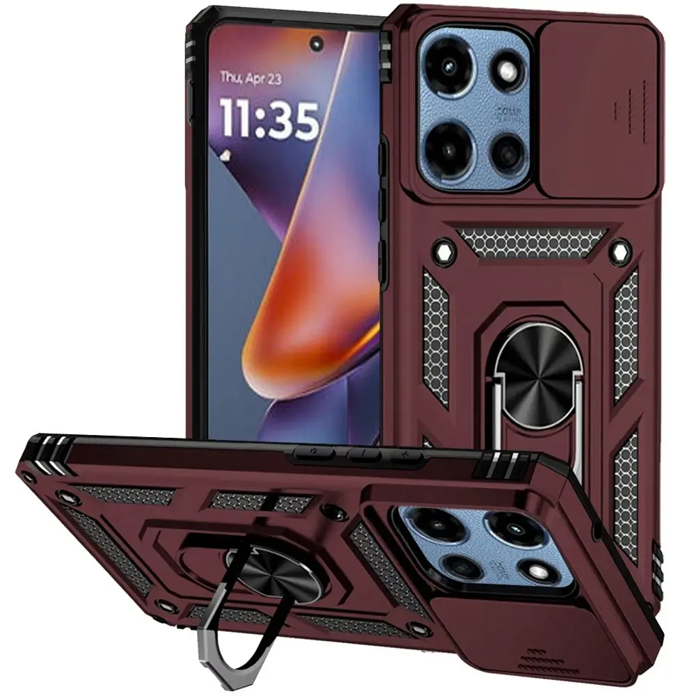 For Moto G 2025/2026/G Play 2026 Case Ring Stand with Lens Cover +Tempered Glass