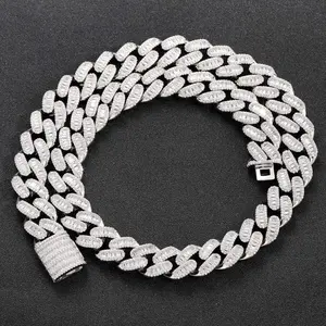 Hiphop Hip Hop Jewelry Fashion 15mm Copper Set T-Square Zircon Miami Cuban Necklace Men's Necklace gldmen'schain