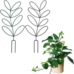 2 Pack Indoor Metal Wire Plant Trellis – Small Leaf-Shaped Climbing Support for Garden Potted Houseplants