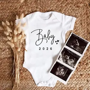 Baby 2026 Pregnancy Announcement Newborn Baby Bodysuits Cotton Summer Boys Girls Romper Jumpsuit Clothes Outfit