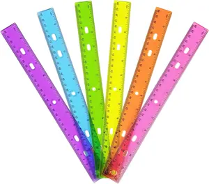 6 Pack Color Transparent Ruler Plastic Rulers 12 Inch, Metric Bulk Rulers with Inches and Centimeters, Kids Ruler for School, Home, Office
