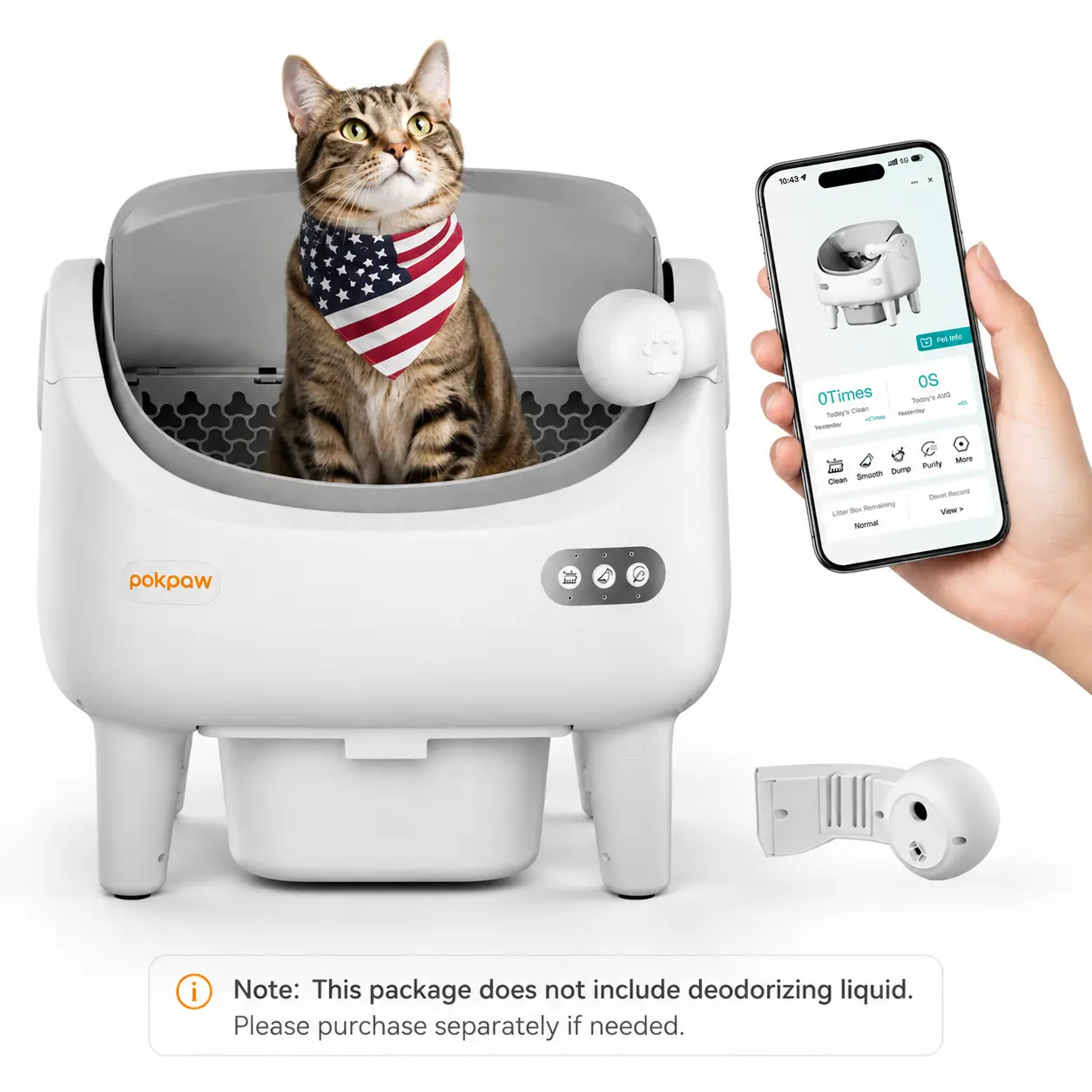 POKPAW XL Automatic Self-Cleaning Cat Litter Box, Smart Open Top Litter Box with APP Control, Multi-Cat Recognition & Cat Profiles, Large Space Design for Senior Cats and Large Cats, Safety Sensors, Odor Control, Fits Cats 3.3-22 lbs