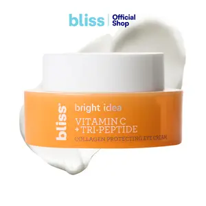 Bliss Bright Idea Vitamin C Eye Cream - Brighten & Hydrate Anti-Aging Treatment, Reduces Fine Lines, Boosts Collagen & Firms, 3-O-Ethyl Ascorbic Acid, Tri-Peptide & Licorice Root, 0.5fl oz