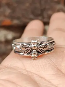 1 Pc Bohemian Style Bee Ring, Rotating Ring, Women'S Silvery Ring, Engraved Ring, Meditation Rotating Broadband, Anxiety and Irritability Ring, Everyday Jewelry Gift for Women, Giftready Jewelry, Stacking Rings, Boho Style Rings