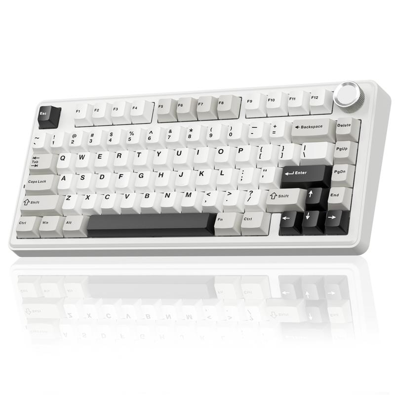 SOLAKAKA A75 75% Wireless Mechanical Keyboard – Hot-swappable RGB gaming keyboard with a sealed design, smooth feel, PBT keycaps, and rotary controls. A creamy keyboard suitable for PC/Mac gaming devices.