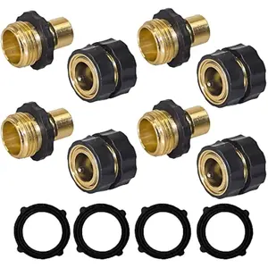 3/4 Inch Garden Hose Fitting Quick Connector Male and Female Set, 4 Set, Garden Hose Adapter, Quick Connect Hose Fittings, Garden Hose Connector, Hose Attachment
