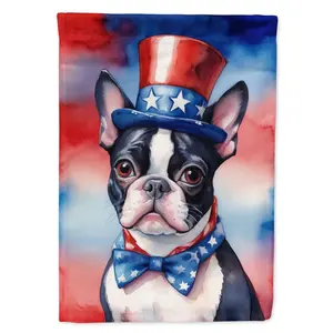 Boston Terrier Patriotic American Garden Flag Mailbox Flag Decorative Yard Flag Banner Outside Patio Artwork Yard Flower Beds, Garden Size, Multicolor