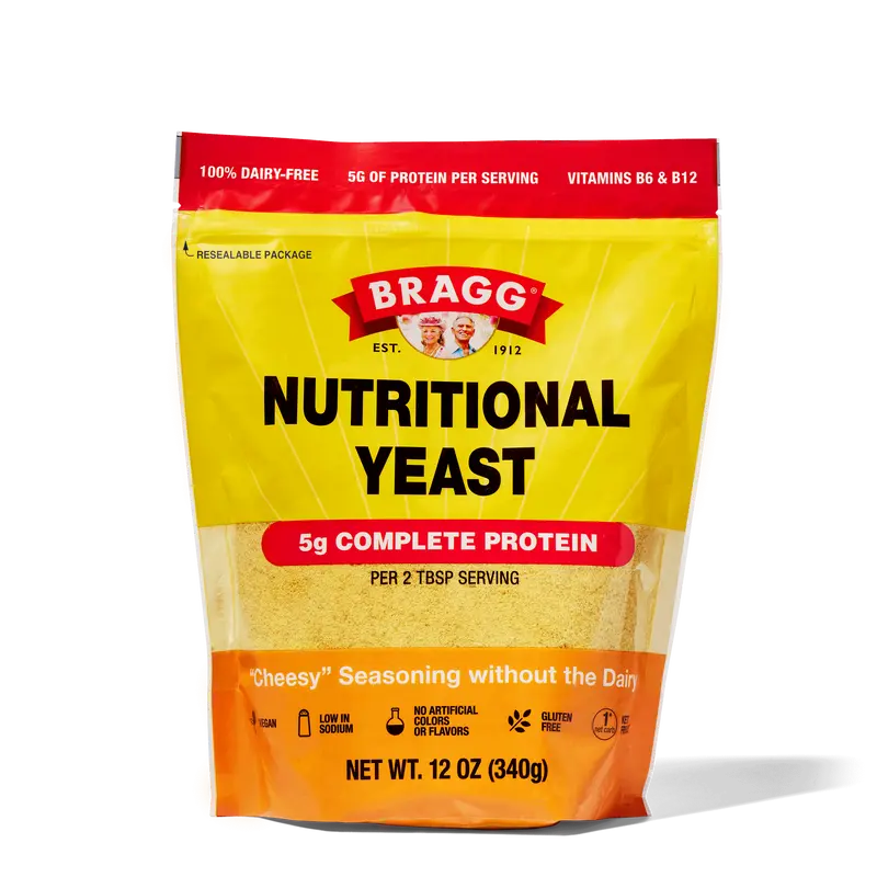 Bragg Premium Nutritional Yeast Seasoning - Vegan, Gluten Free – Good Source of Protein & Vitamins – Nutritious Savory Parmesan Cheese Substitute - Original, 12 Ounce