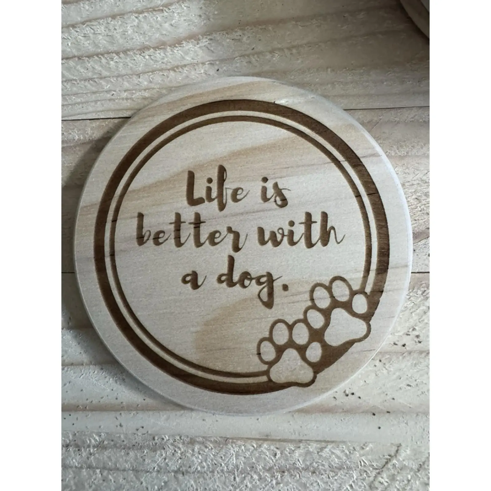 Wooden Coaster Set of 4 - Life is Better with a Dog, Ideal for Home Decor and Gift Giving