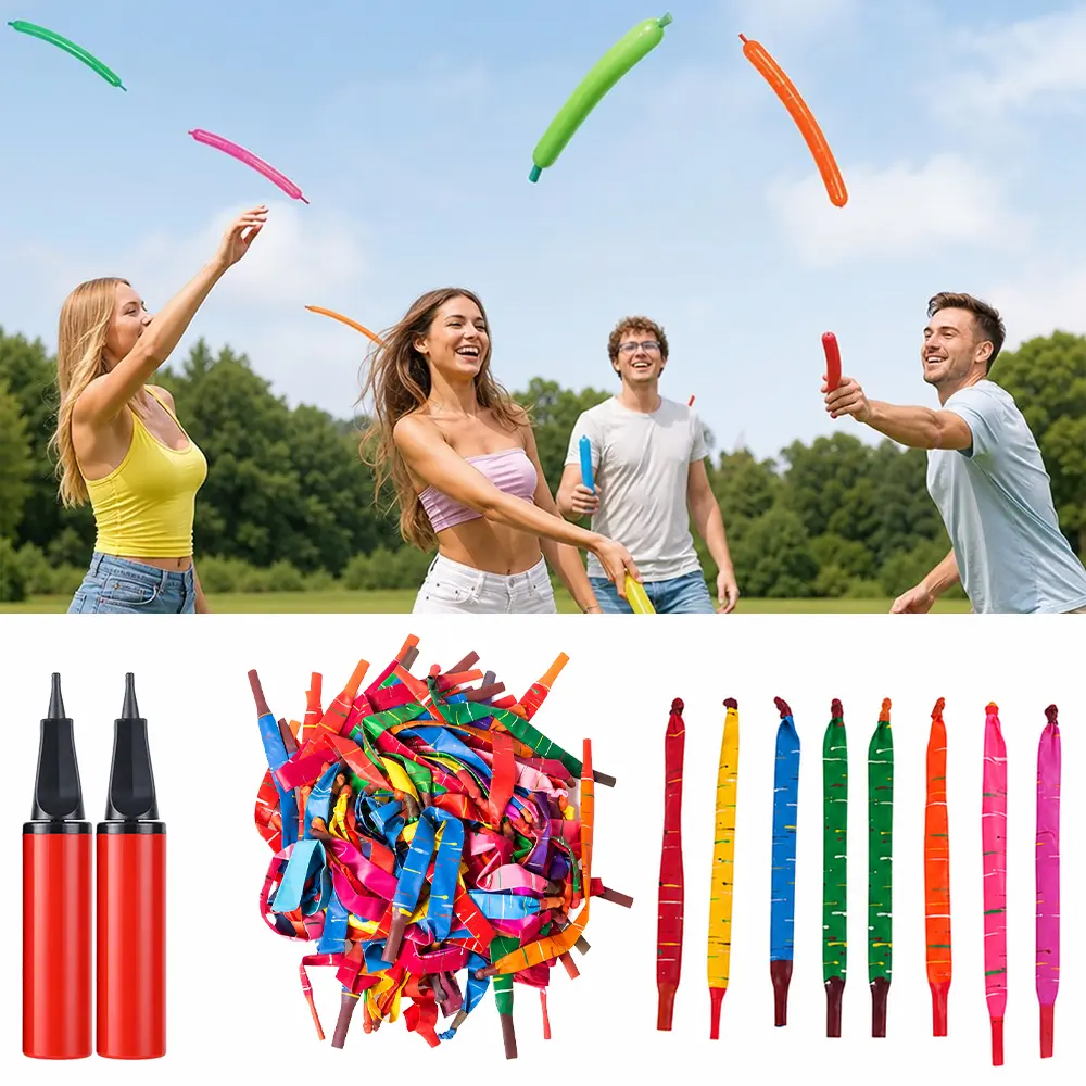 100pcs Mix Colorful Rocket-Shaped Balloons with 2 Filling Pumps, Party Decoration Supplies for Birthday, Christmas Celebrations, Filling Pump
