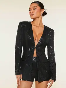 Ladies' Black Sequined Blazer For Party