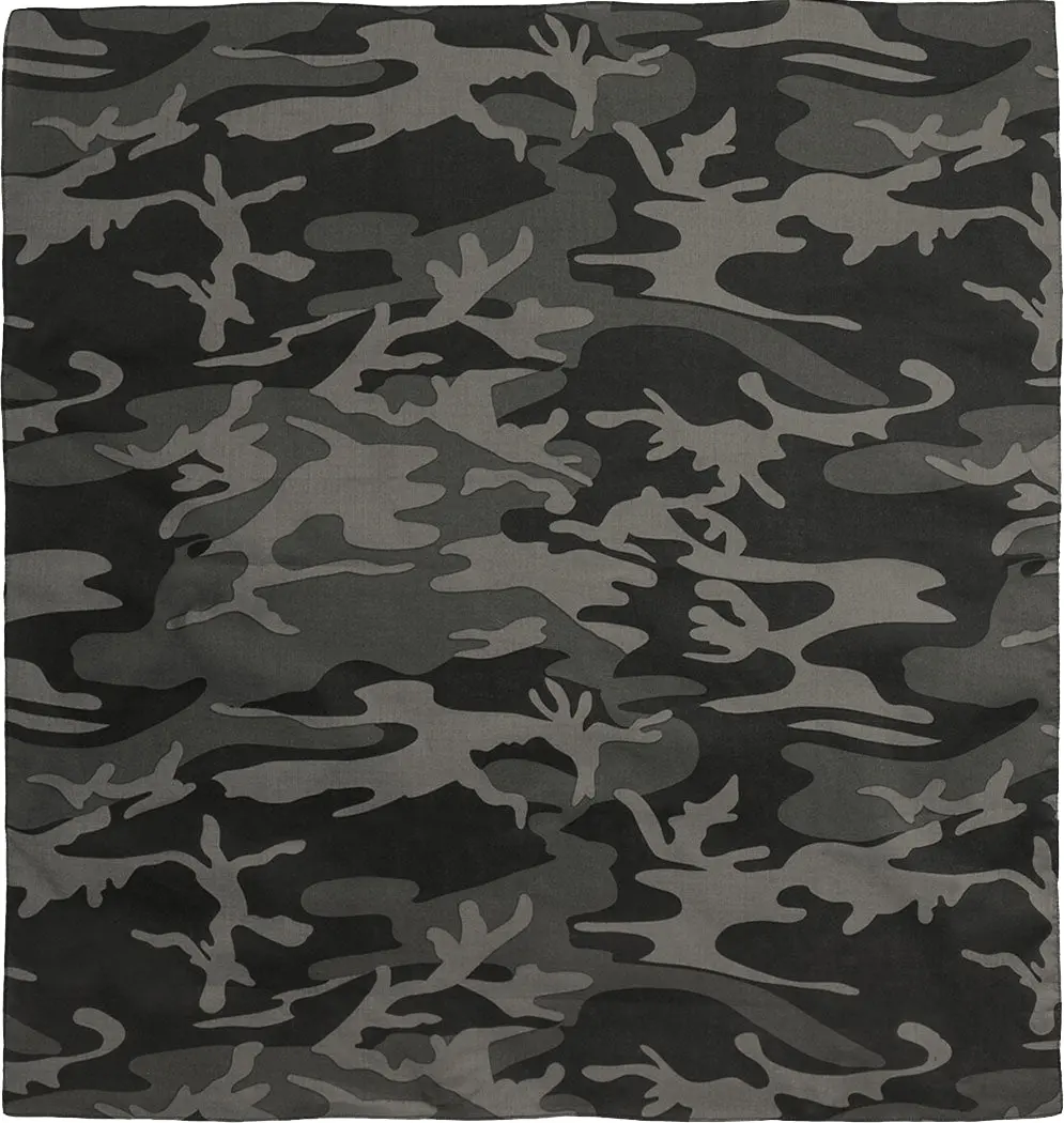 Black Camo - Jumbo Tactical Bandana, 100% Cotton, 27" x 27"
