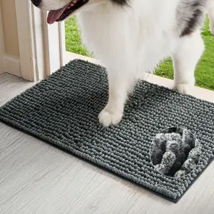Bedsure Dog Door Mat - Super Absorbent Microfiber Dog Door Mat for Muddy Paws, Non-Slip Washable Pet Rug, Quick Dry Chenille Entryway Carpet, Cat Scratch & Kneading Mat, Machine Washable Indoor Outdoor mat