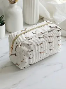 1 piece of dachshund print pattern 2D printed makeup bag, large capacity design |suitable for all seasons/general use| fits daily skincare and various cosmetics | all-round companion for life and travel