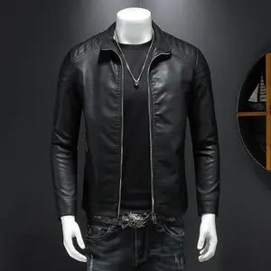 Spring 2025 new leather jacket, slim and stylish Korean-style leather jacket Menswear Coats work  wear  fit
