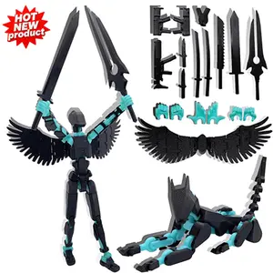 T13 3D Action Figures Set Titan 13 Action Figure Dummy 3D Printed Robo Multi-Jointed Movable Toy with Full Articulation for Collectors Desktop