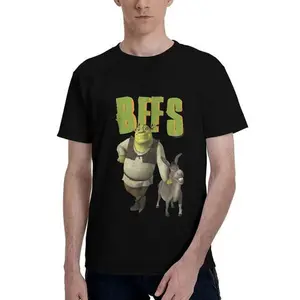 Men's 'Shrek and Donkey BFF' Cotton T-Shirt - Casual sporty design with vibrant cartoon characters | Perfect for men's tops