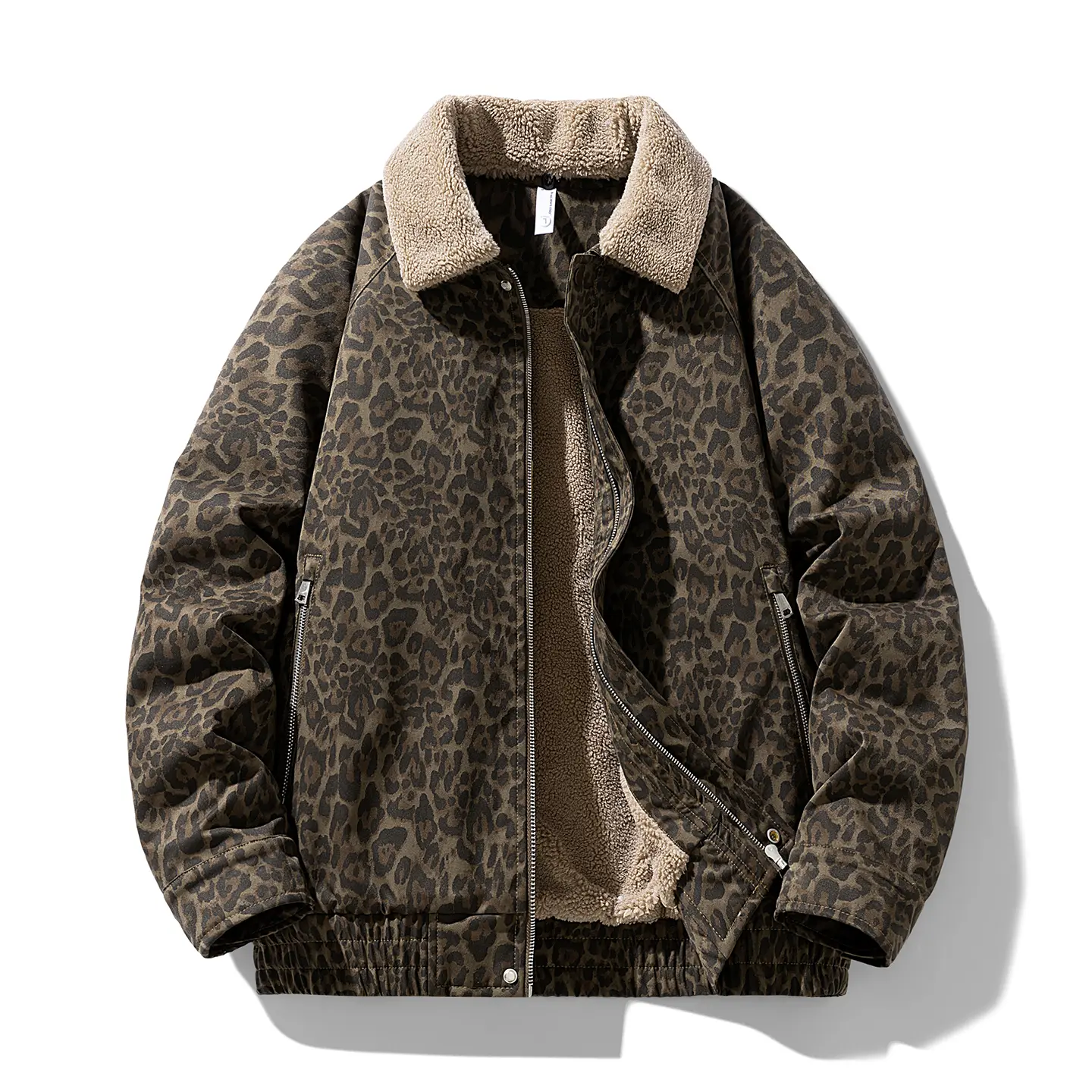 Vintage Leopard Print Lapel Fleece Lined Warm Women's Jacket Autumn Winter Trendy Casual New Coat quilted jacket winter outfits Fashion Long Sleeve Tops Elegance Womenswear
