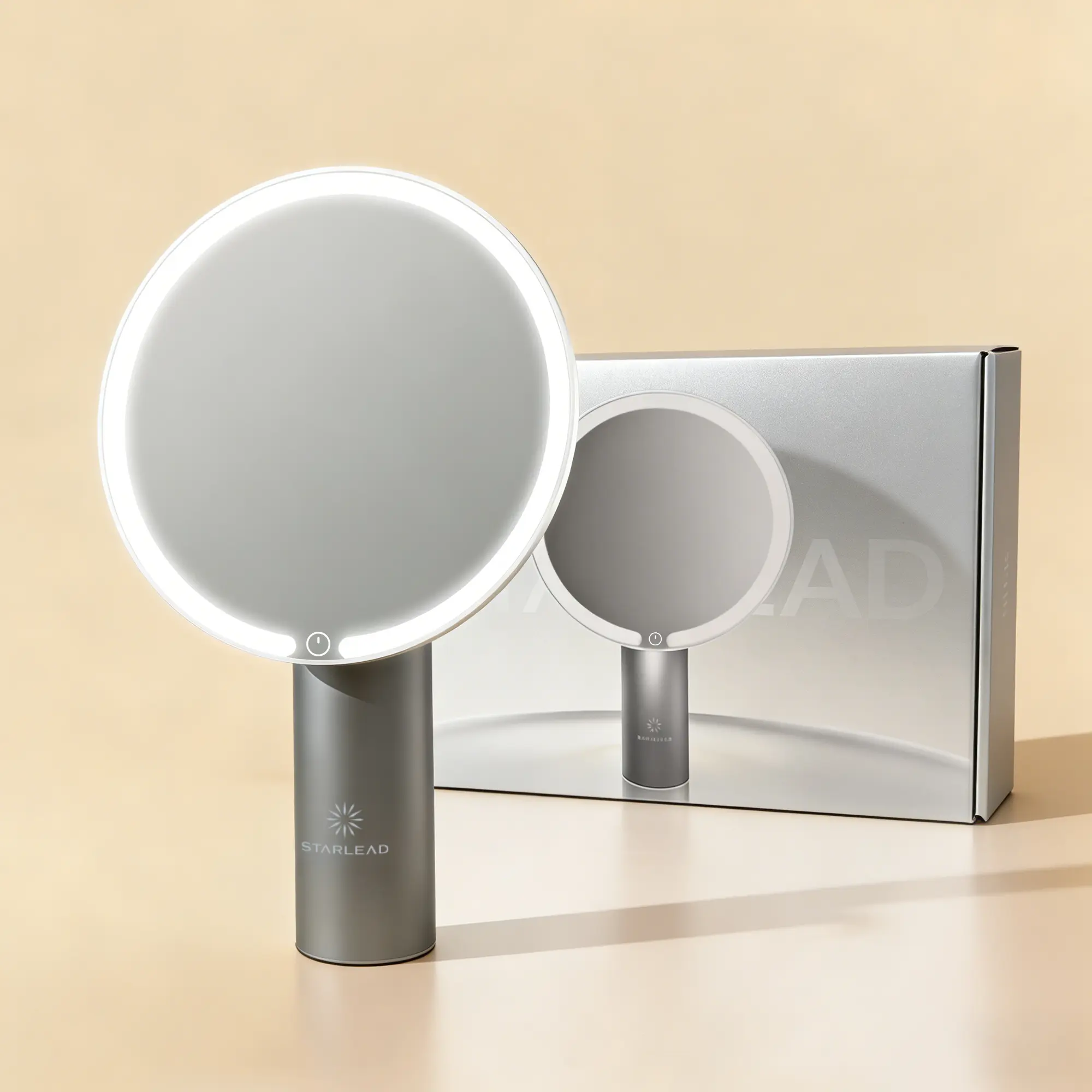 Starlead Makeup Mirror with 3 Color Light Modes, Dimmable Vanity with Touch Control, USB-C Rechargeable & 180° Adjustable, Minimalist Portable Mirror for Women, Dimmable Bathroom Mirror