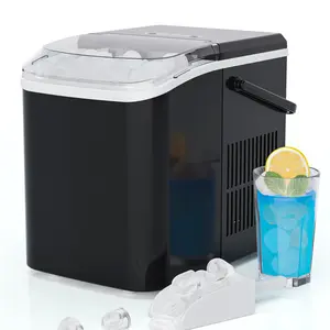 【Deal】Sweet Furniture S-Countertop Ice Maker, Portable Ice Machine Self-Cleaning with Scoop, Basket and Handle, 9 Cubes in 6 Mins, 2 Sizes of Bullet Ice