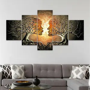 Tree Of Life Pattern Canvas Unframed Painting, 5 Counts/set Modern Art Design Wall Art Poster, Wall Art Decor for Home Living Room Bedroom Office, Ornaments