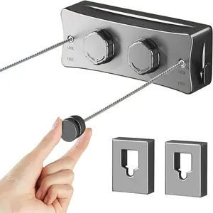 Invisible Clothes Line, 1 Box Including 1 Count Hidden Clothes Line & 1 Count Button & 1 Count Screw, Laundry Tools & Accessories for Home Bathroom, Household Invisible Clothesline