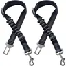 Dog Car Seat Belt 2 Pack for Dogs & Cats, Adjustable Pet Safety Restraint with Elastic Bungee Buffer, Seat Belt Buckle Clip & Metal Swivel Hook