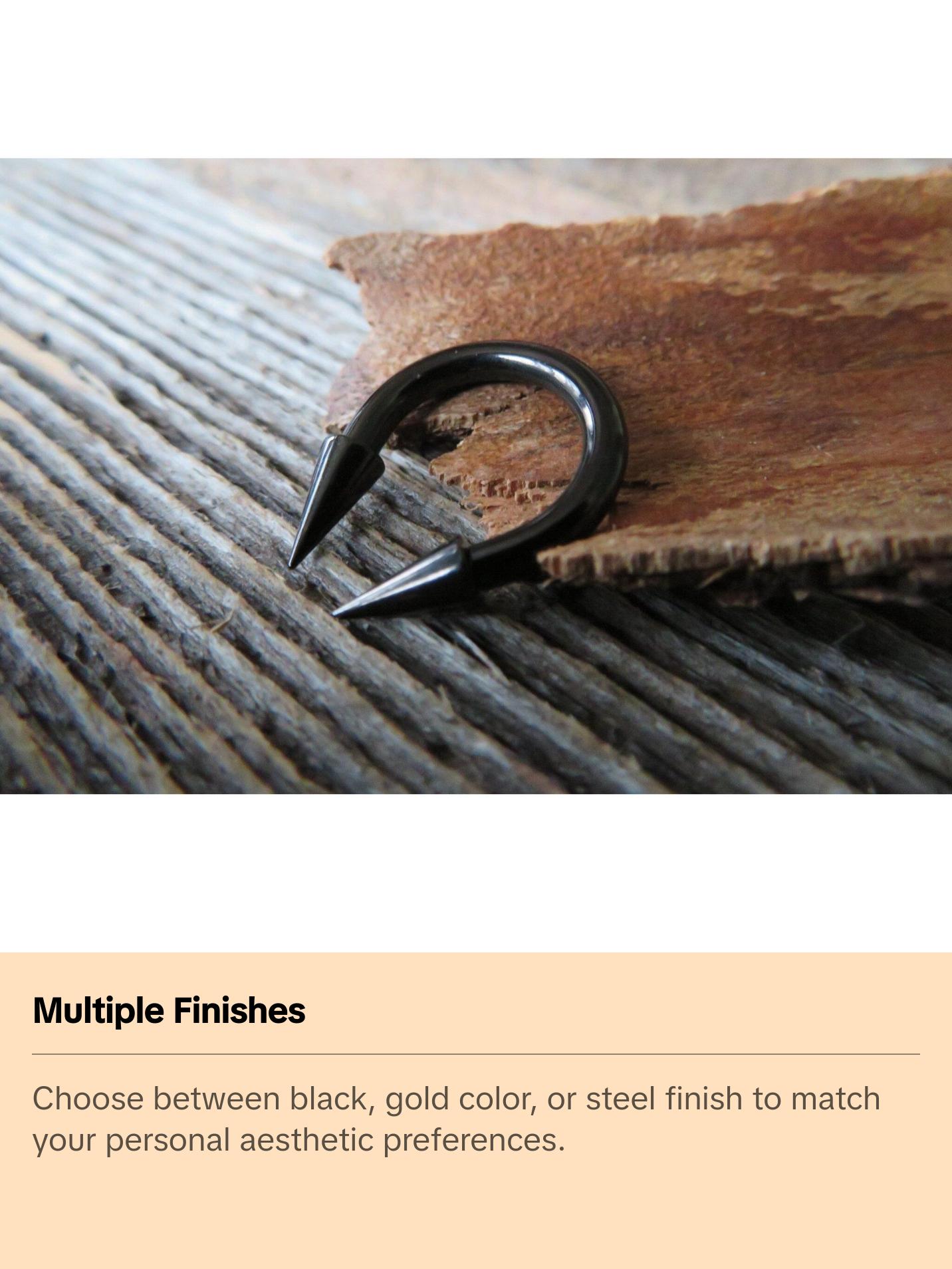 12G 10G 8G Gold IP Horseshoe Long 8mm Spike Surgical Steel Barbell Piercing 12G (2.0mm) 10G (2.5mm) Septum