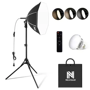 NiceVeedi Bi-Color Photography Lighting Kit, 20" Softbox Lighting Kit with 85W LED Bulbs 3000K-6000K & Remote Control, Studio Light for Photography Video Record TikTok YouTube Live Streaming