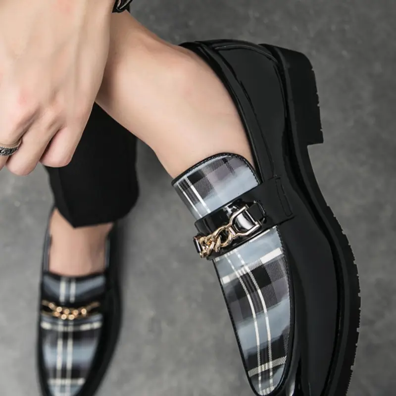 Men's Chain Decorated PU Leather Slip-On Dress Shoes, New Style Business Formal Casual Comfortable Loafers, Suitable for Banquet, Ball, Party & Wedding, Fashionable Daily Wear, Business Style Footwear