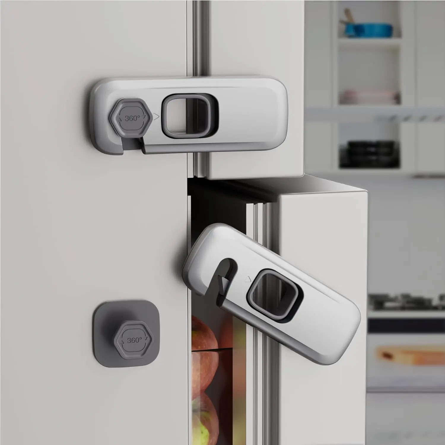 5 Pack Proof Refrigerator Lock, Proofing Cabinet Locks, oven lock safety, fridge lock, for Fridge, Drawers, Dishwasher, Oven, Cupboard, Closet, Adhesive, No Tools Need(Grey)